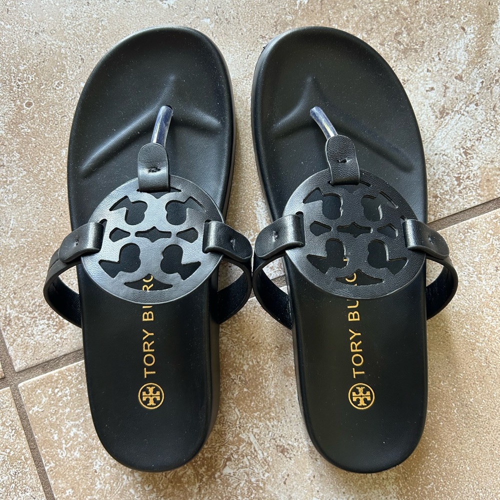 Tory Burch Miller Cloud Sandals Black Size 8